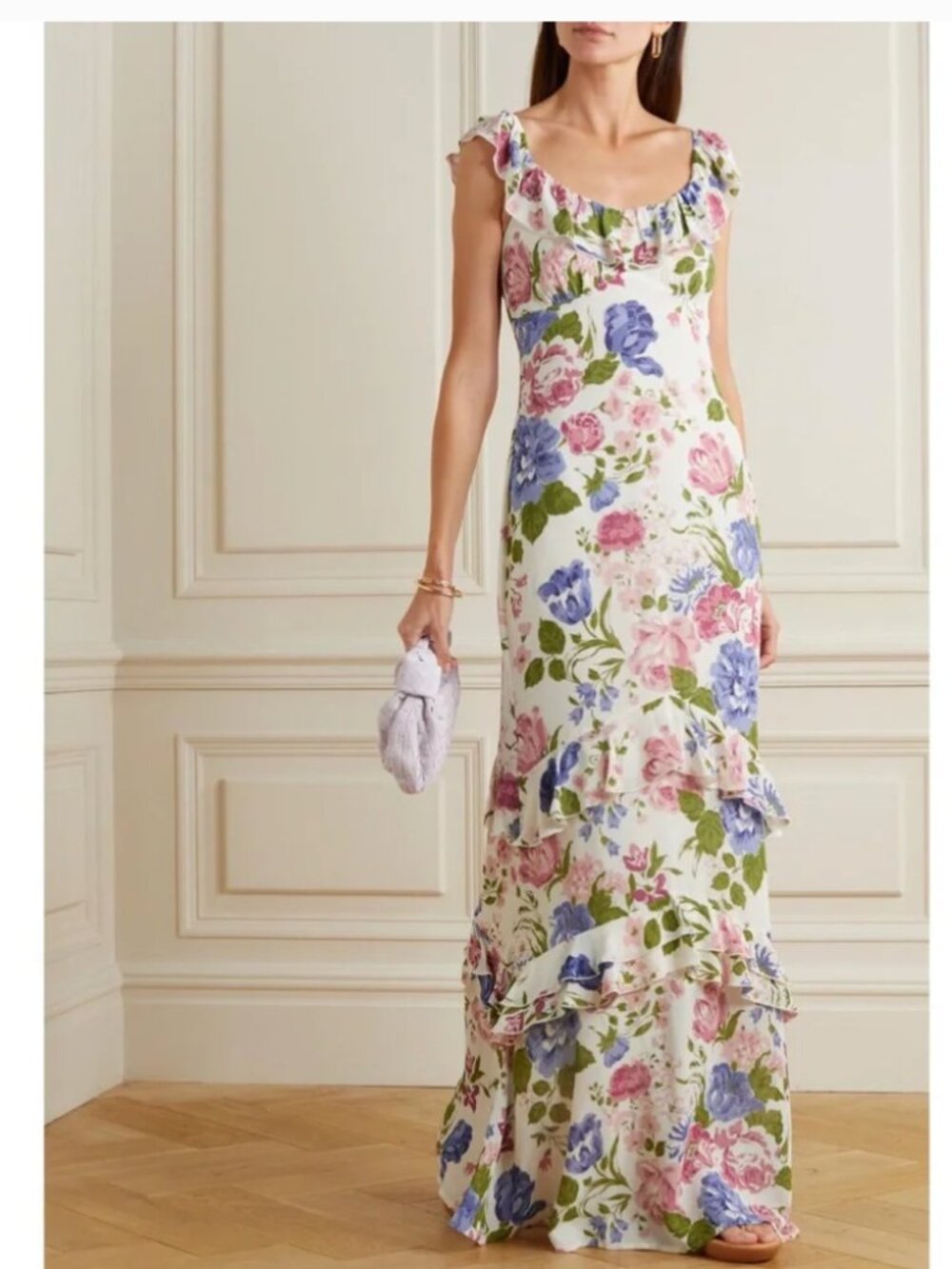 Reformation Tripoli Ruffled Floral-print Georgette Maxi Dress Donna Print
